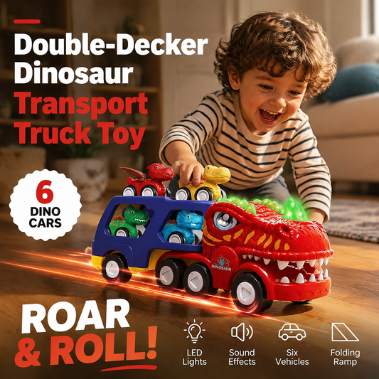 Double-Decker Dinosaur Transport Truck Toy