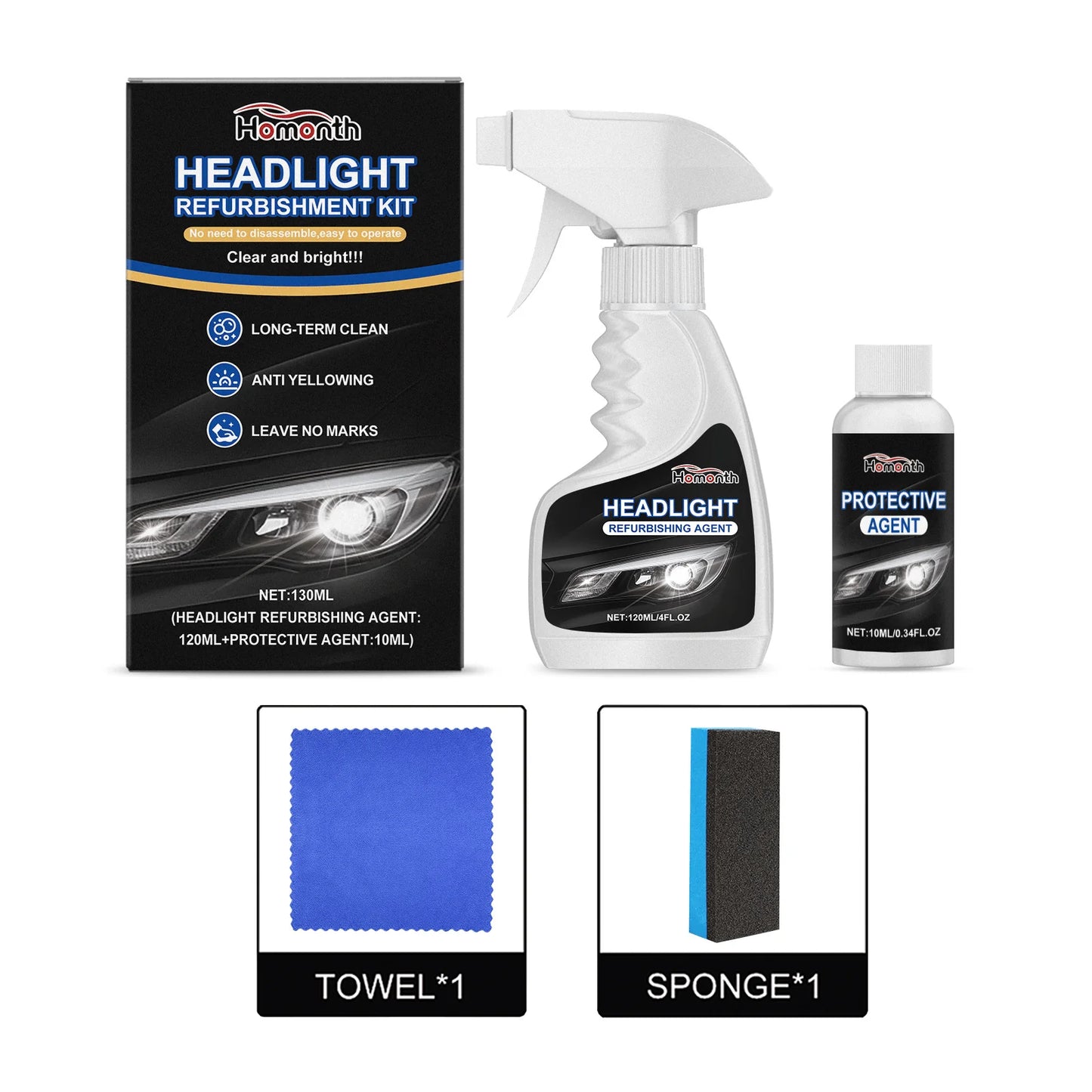 180ml Professional Car Headlight Restorer with Sponge🧽🚗