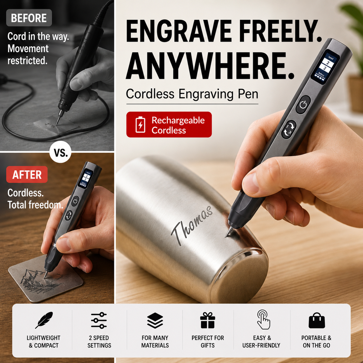 🔥 HOT SALE 🔥 Rechargeable Cordless Engraving Pen