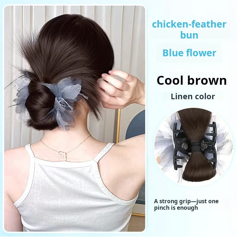 Effortless Low Bun Hair Clip – Natural Voluminous Ponytail Bun Extensions for Women 💇‍♀️✨ 🌸 Lazy Messy Bun Hairpiece with Fluffy Feather Texture – Instant Updo Hair Accessory for Fullness at the Crown 🎀💕