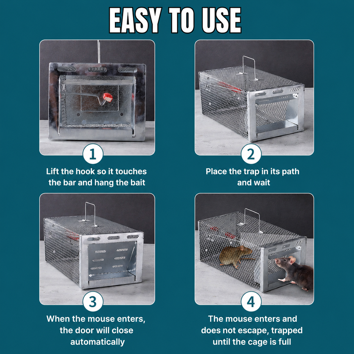 🌞 Start spring beautifully with 50% OFF! 🐭 Reusable automatic mouse trap with one-way door – Large galvanized cage for continuous capture