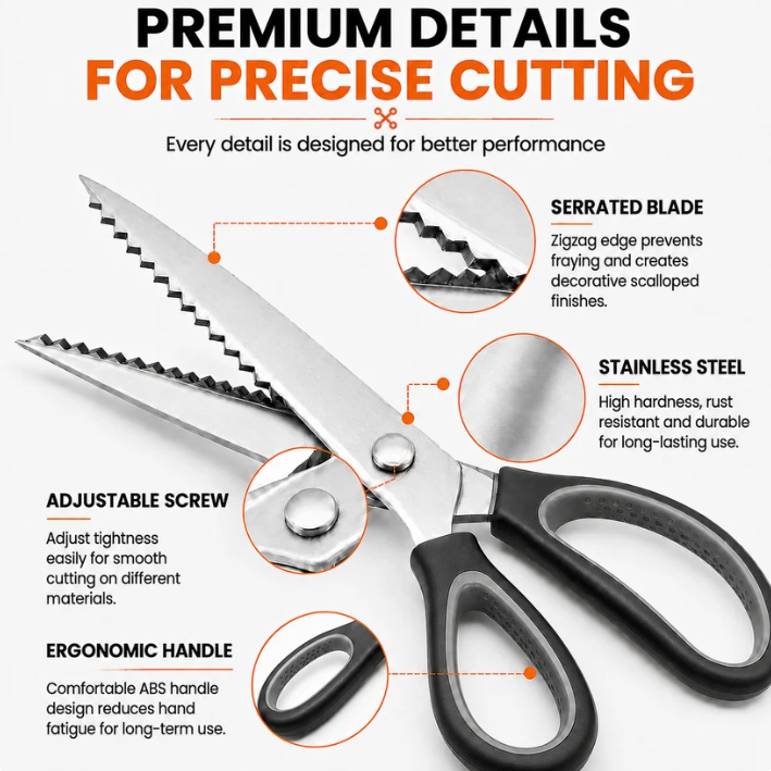 ✂️50% OFF NOW! Pinking Sewing Scissors, Zig Zag Fabric Shears Prevent Cloth Fraying for Sewing Quilting DIY Crafts