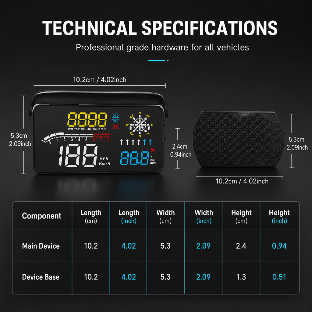 🚗50% OFF NOW! Head-Up Display Car GPS Digital Speedometer – Traffic Light Countdown & Red Light Camera Alert HUD, Universal Driver Safety Warning Device to Avoid Tickets for City Driving
