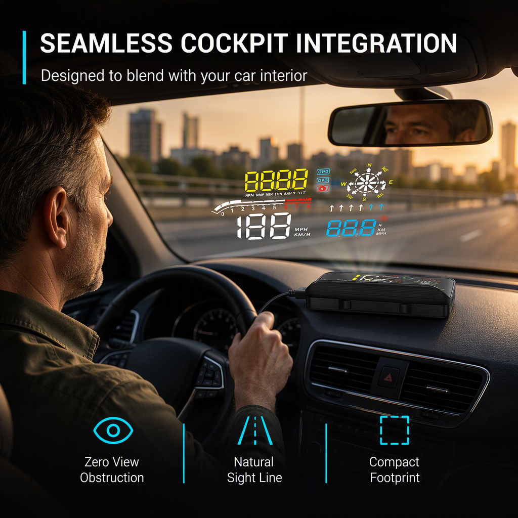 🚗50% OFF NOW! Head-Up Display Car GPS Digital Speedometer – Traffic Light Countdown & Red Light Camera Alert HUD, Universal Driver Safety Warning Device to Avoid Tickets for City Driving