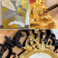 500 sheets of imitation gold leaf and foil sheets for art, flake painting, gilding, crafting, and decoration (9 cm x 9 cm)