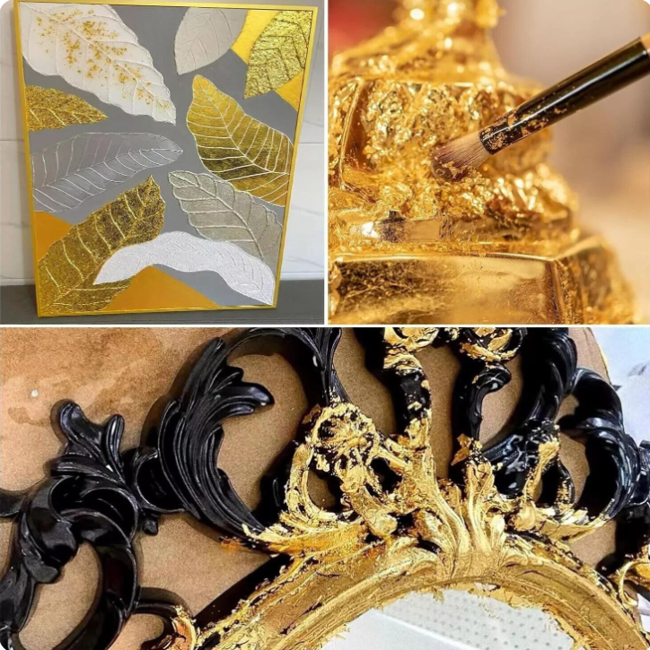 500 sheets of imitation gold leaf and foil sheets for art, flake painting, gilding, crafting, and decoration (9 cm x 9 cm)