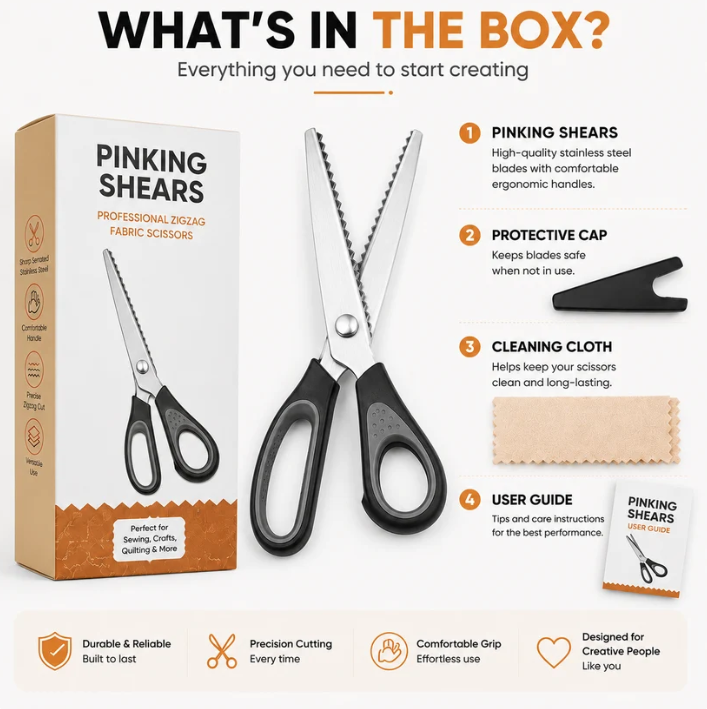✂️50% OFF NOW! Pinking Sewing Scissors, Zig Zag Fabric Shears Prevent Cloth Fraying for Sewing Quilting DIY Crafts
