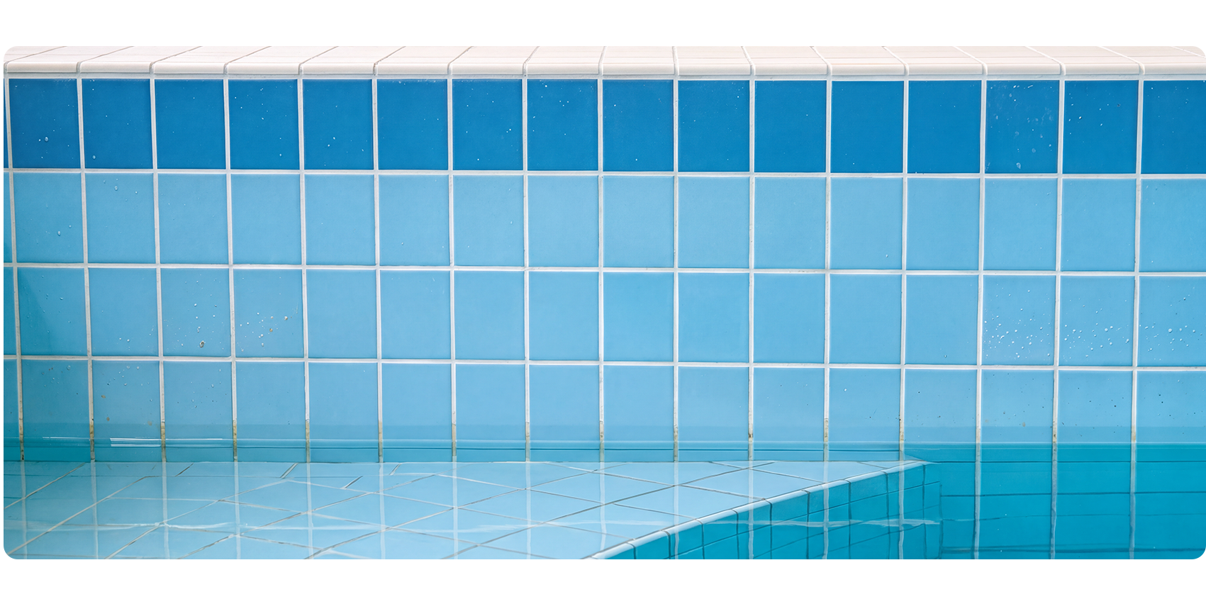 Illustrative after view of the repaired tiled pool wall