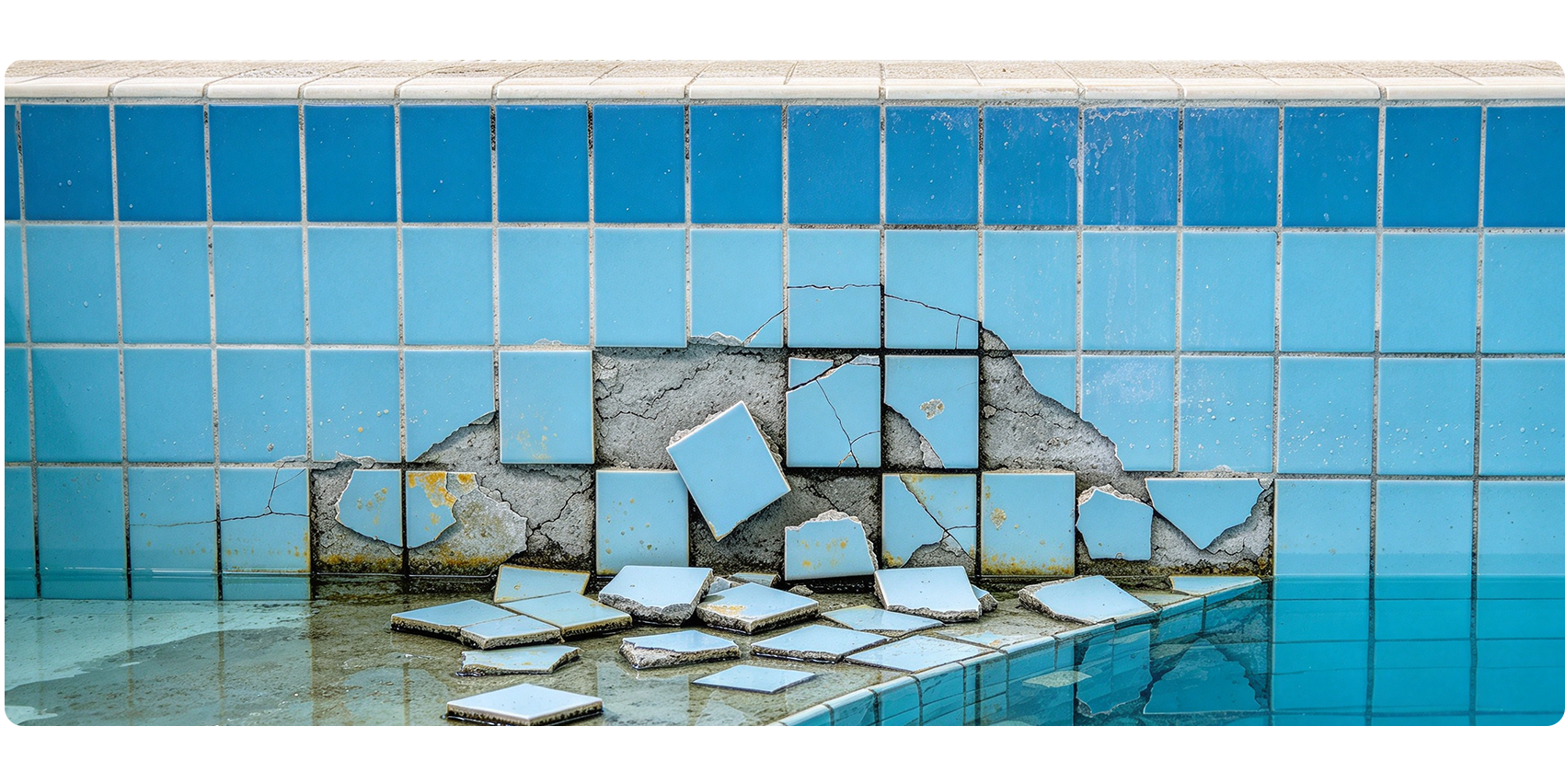 Illustrative before view showing missing and broken tiles