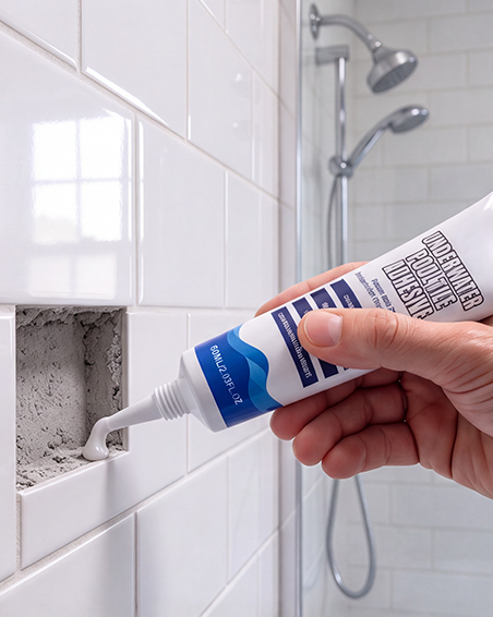 Bathroom tiles adhesive application