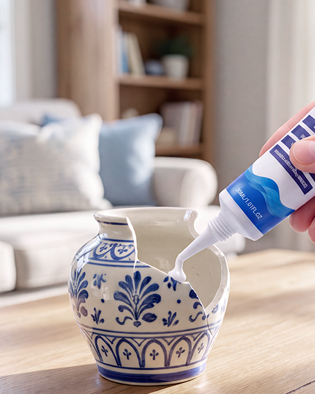 Ceramic items adhesive application