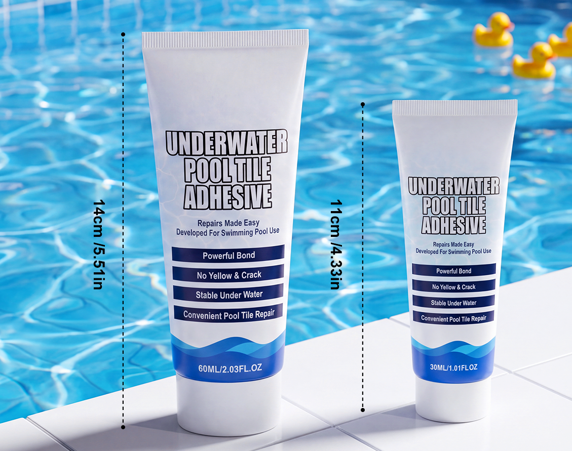 Pool tile repair adhesive application