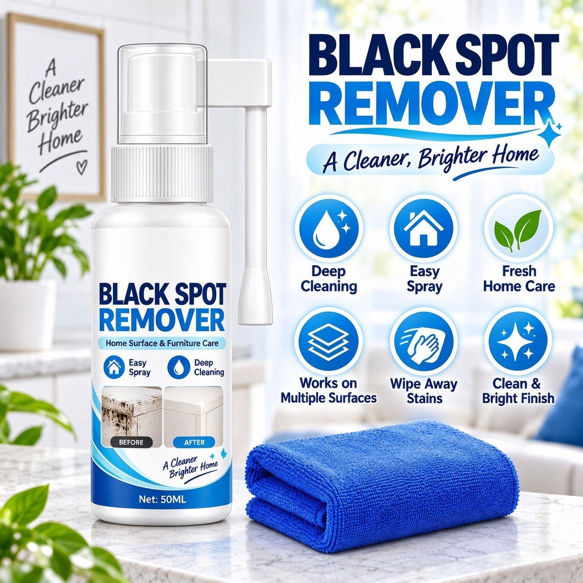 Household Mould Remover Spray – breaks down black mould & grime on tiles, walls, frames & furniture