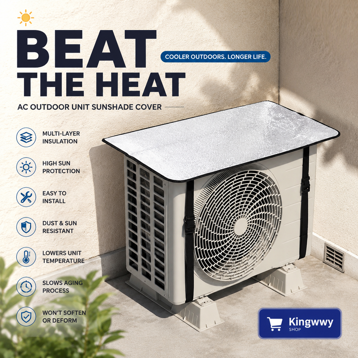 Air Conditioner Outdoor Unit Cover – Sun, Rain & Dust Protection – Extends Unit Lifespan 🛡️❄️ Save on repair costs – stay cool all summer long! ☀️🌧️