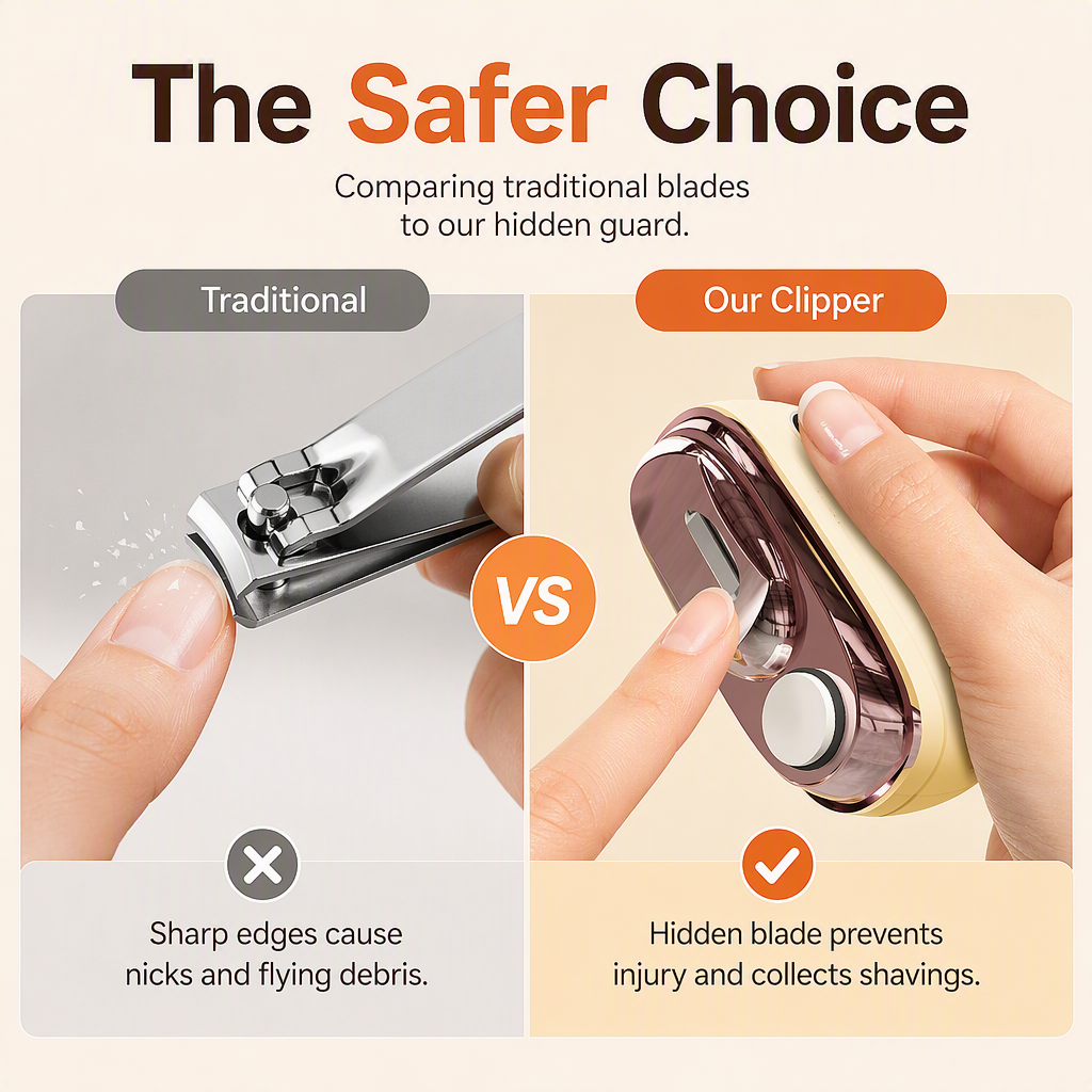 ✂️ 2-in-1 Smart Electric Nail Clipper & Polisher – Anti-Pinch Safety & LED Light 💅