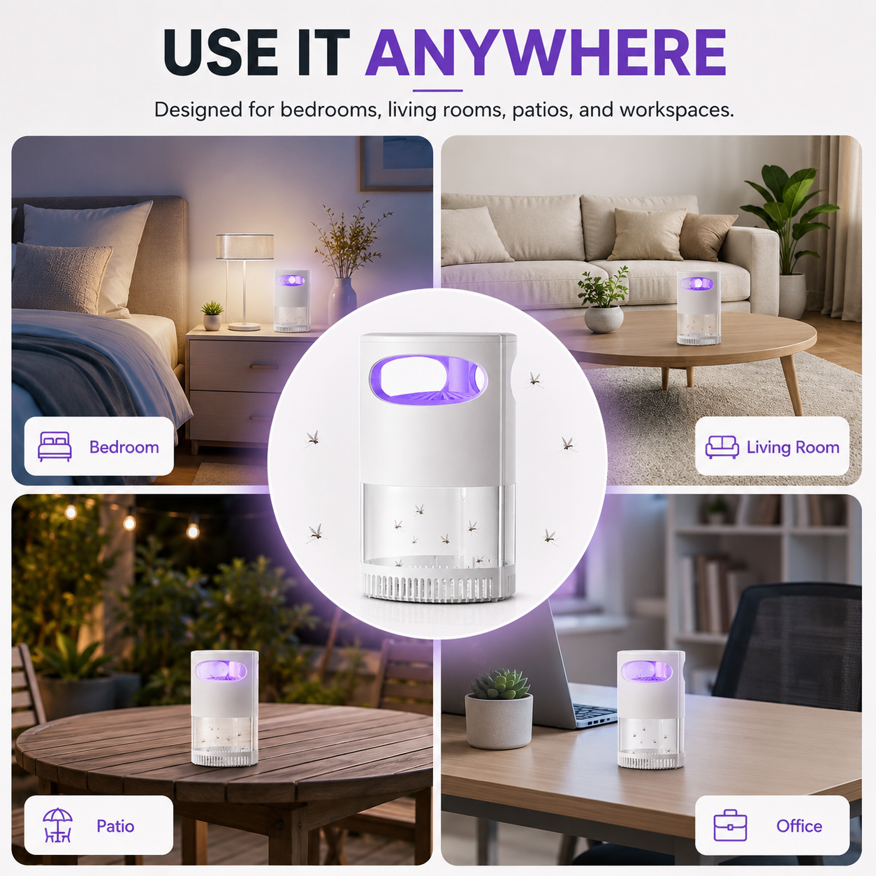 🦟SUMMER HOT SALE 50% OFF! 🔇UV Mosquito Killer Lamp – quiet, USB, chemical! 🌙