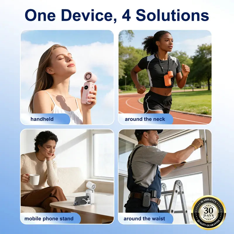Handheld High Speed Fan 5-in-1 Rechargeable , Adjustable Airflow, USB Cooling, Perfect forTravel, Office, and Personal Use