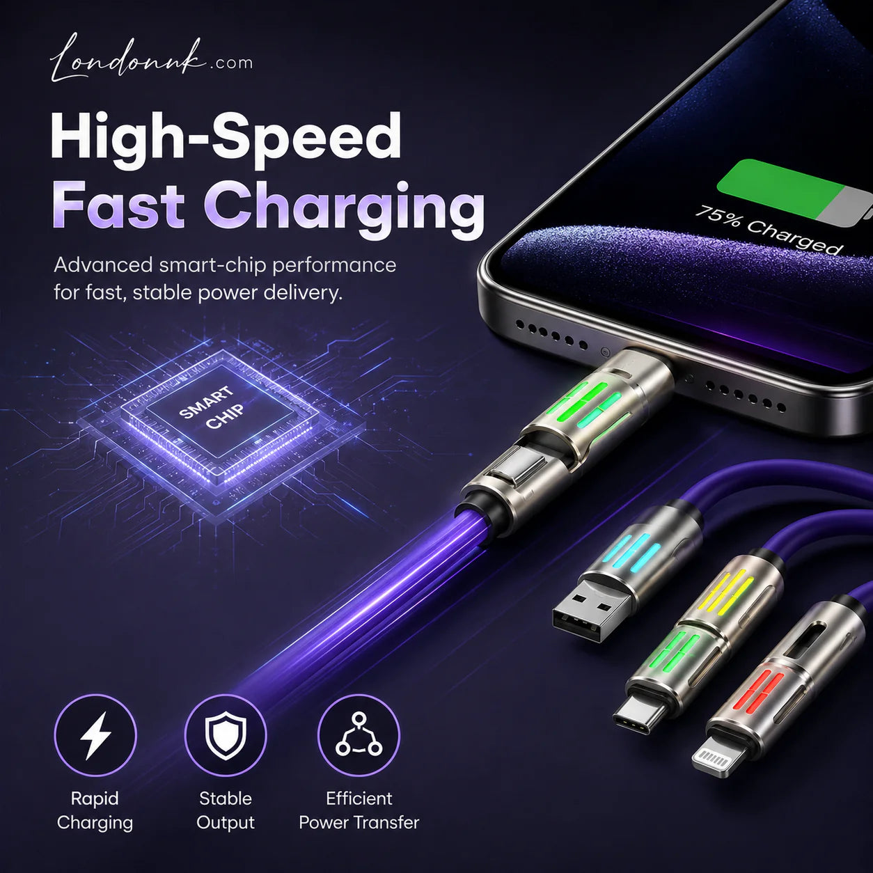 4-in-1 LED Light Up Charging Cable
