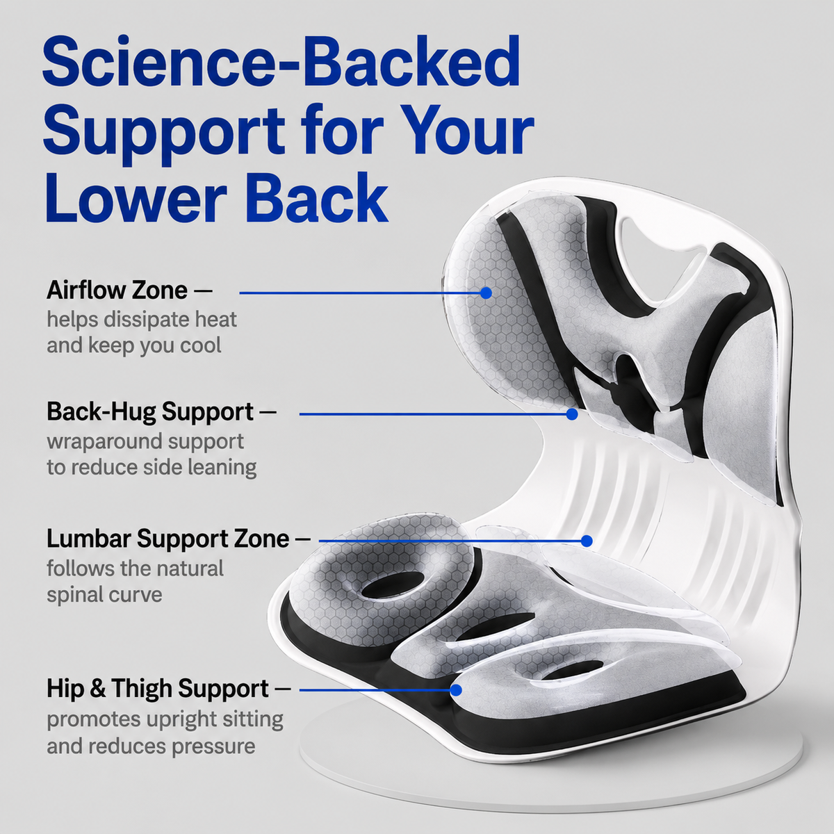 Ergonomic Lumbar Support Cushion for Office Chairs