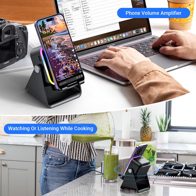 🔥Limited 50% discount!🔥 5-in-1 wireless Bluetooth speaker with induction function and adjustable cell phone holder