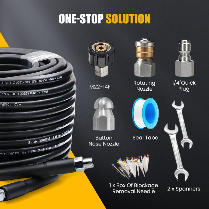 🚿 5800 PSI sewer cleaning kit – Rotating nozzle and reinforced hose for unclogging pipes 🛠️✨ – Free shipping