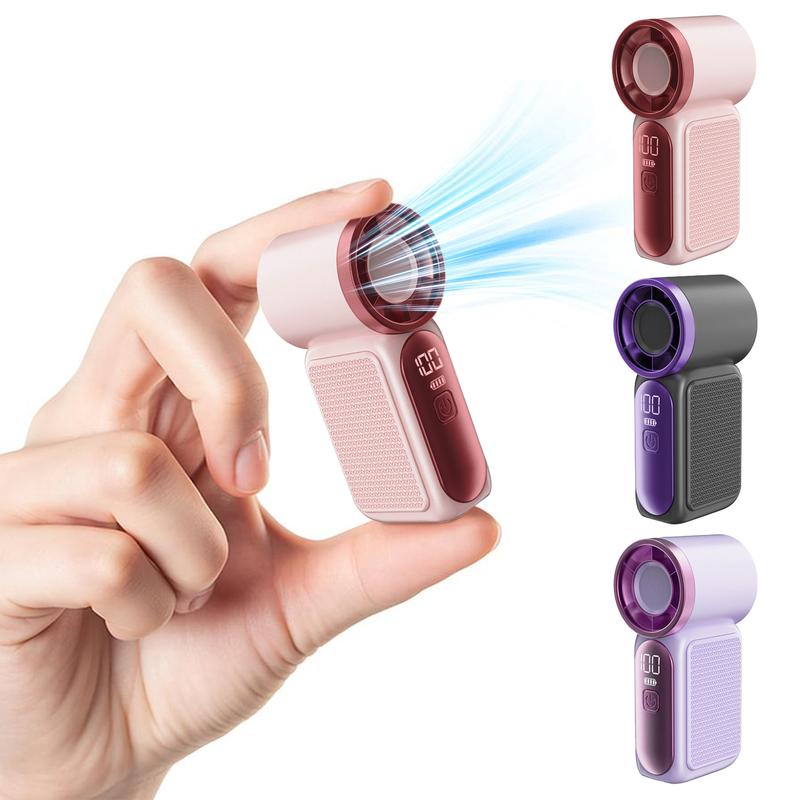Mini Handheld Fan with LED Display –👍5-Speed Turbo Pocket size Fan.✨USB Rechargeable, High-Speed Cooling for Travel & Makeup. Perfect Gift. Portable Refrigeration