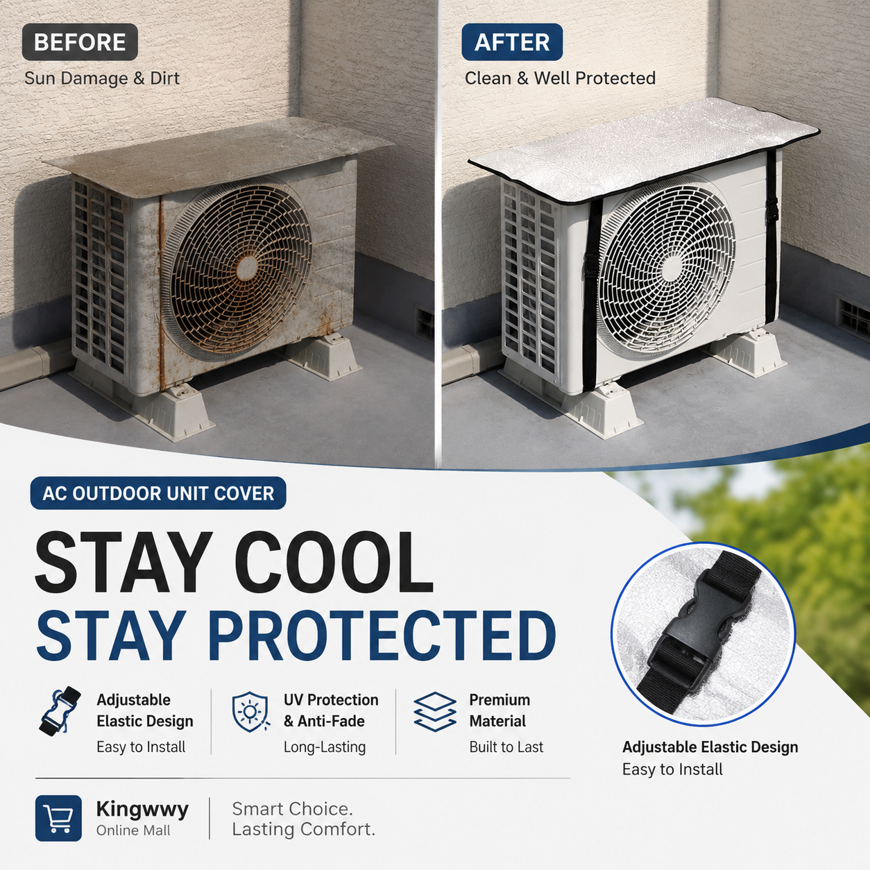 Air Conditioner Outdoor Unit Cover – Sun, Rain & Dust Protection – Extends Unit Lifespan 🛡️❄️ Save on repair costs – stay cool all summer long! ☀️🌧️