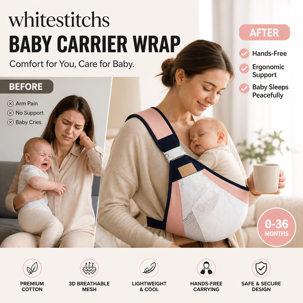🎉 2026 Sale — Over 30,000 Sold! 👶 4-in-1 Breathable Baby Carrier – 0-36 Months, Front/Back/Facing In/Out – Hands-Free Comfort for Parent & Baby! ✨
