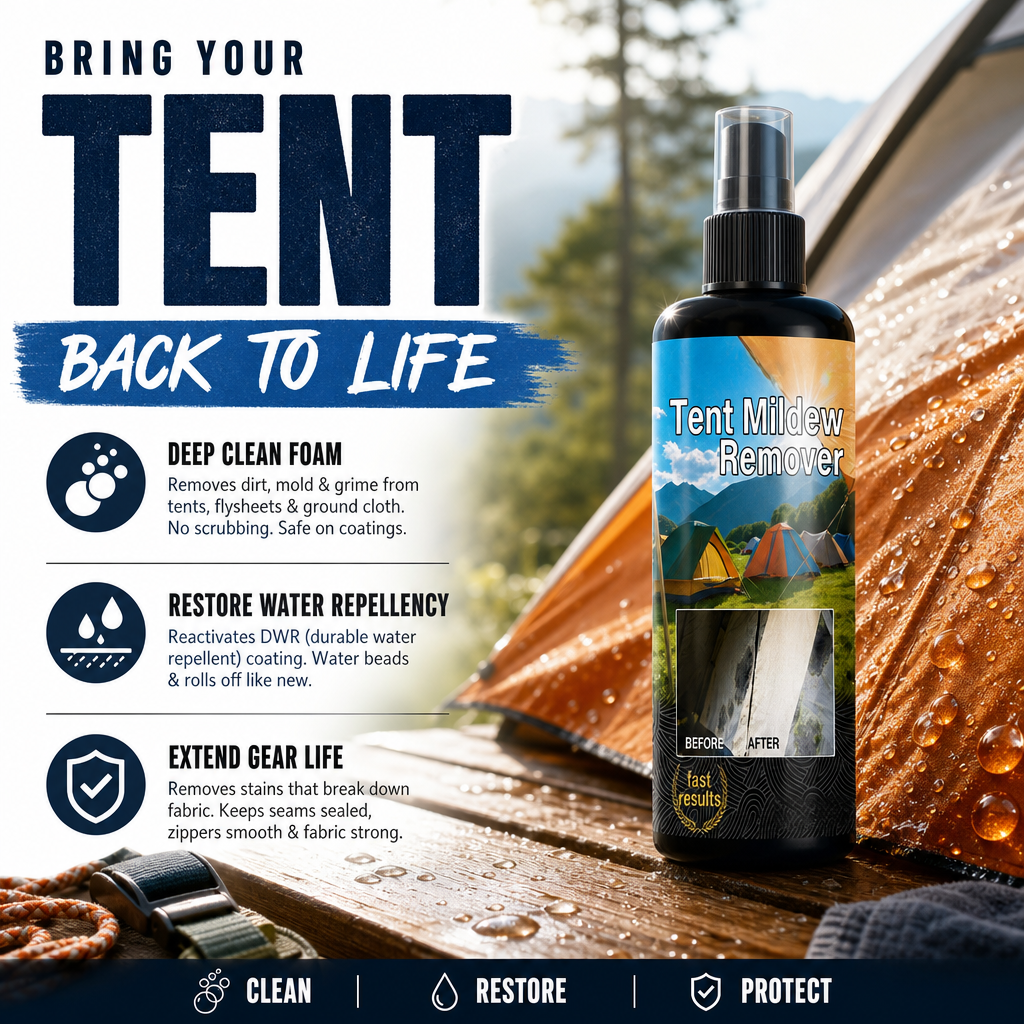 ✨Limited-time free cleaning cloths 🧹 First come, first served 🧴✨ 53% OFF! Outdoor Mildew Stain Cleaner – Spray on, wipes off mold instantly. Eco‑friendly, won‘t ruin waterproofing. Tent, awning, shower curtain – all like new! 🏕️💪