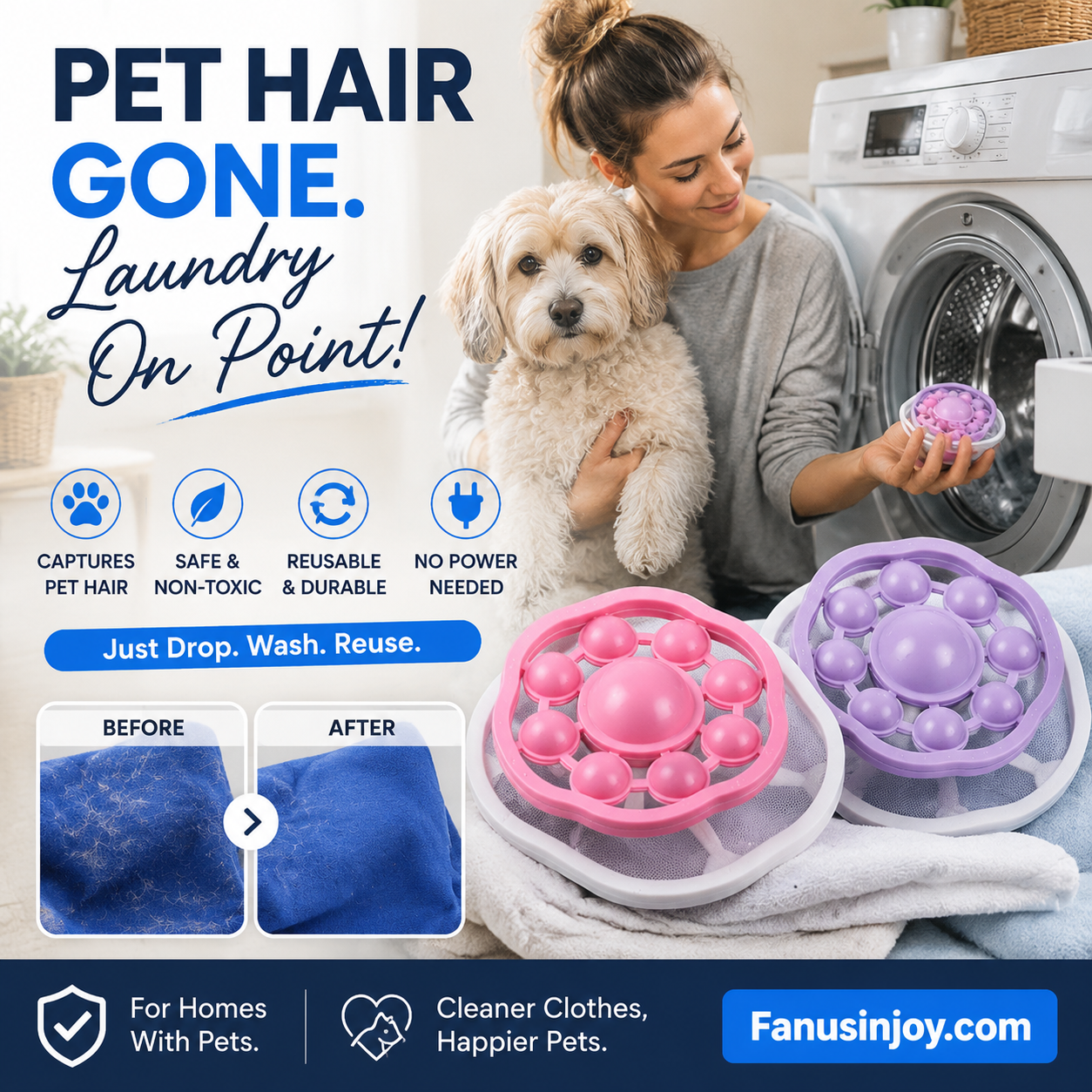 💥No more dirty washing machines, pet hair and human hair stuck all over your clothes!Reusable Floating Washing Machine Lint Catcher