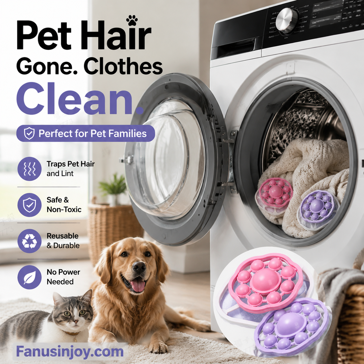 💥No more dirty washing machines, pet hair and human hair stuck all over your clothes!Reusable Floating Washing Machine Lint Catcher