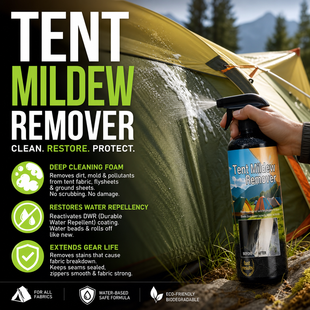 ✨Limited-time free cleaning cloths 🧹 First come, first served 🧴✨ 53% OFF! Outdoor Mildew Stain Cleaner – Spray on, wipes off mold instantly. Eco‑friendly, won‘t ruin waterproofing. Tent, awning, shower curtain – all like new! 🏕️💪