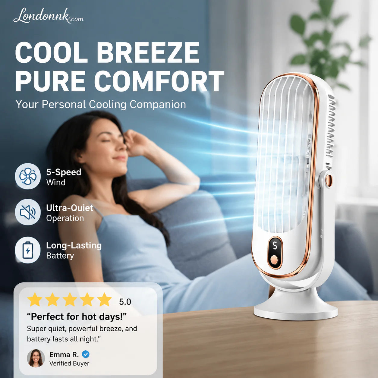 Portable Desktop Air Conditioner Fan with 5 Wind Speed