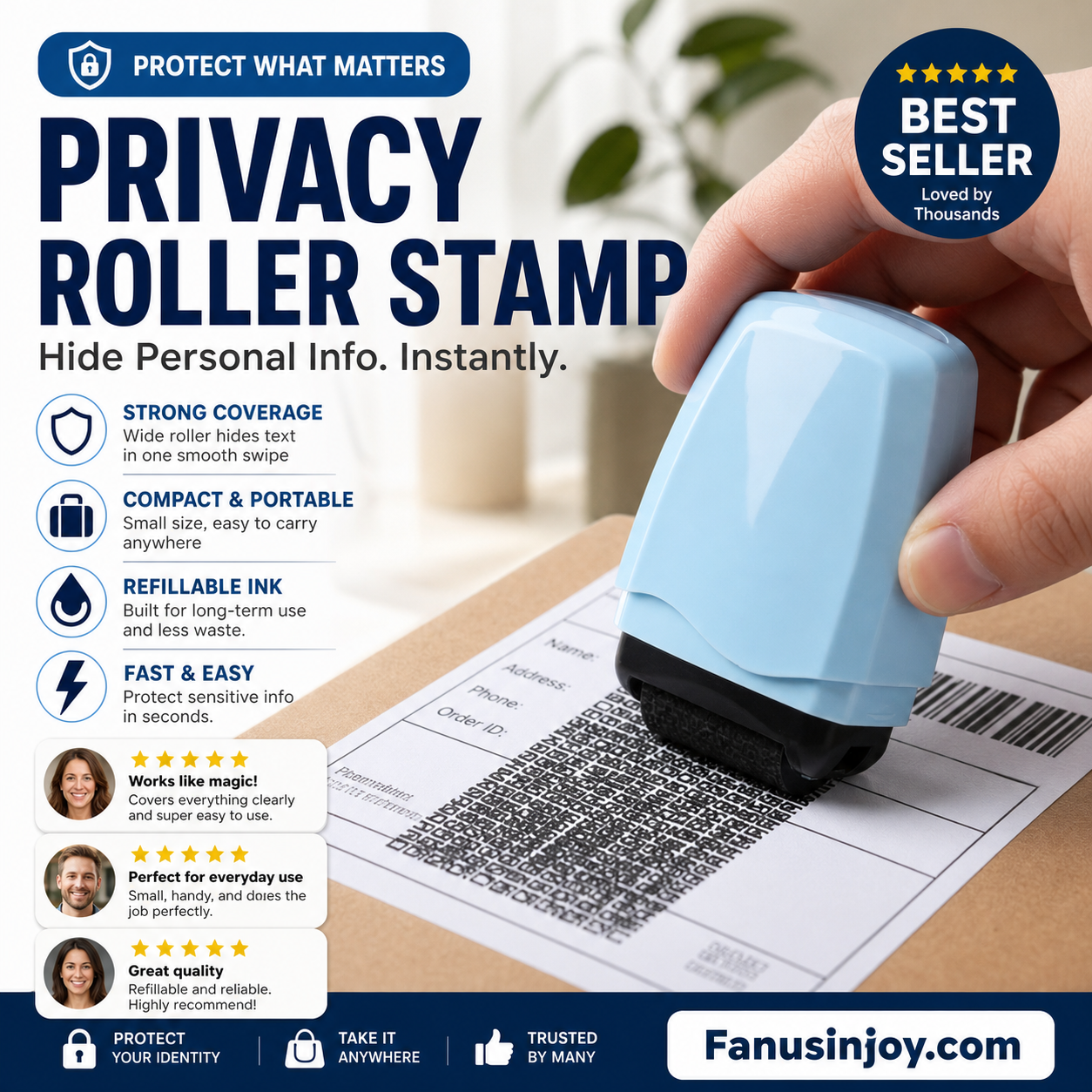 ⏳Limited-time 50% off⏰Protect your privacy easily and effectively! Privacy Protection Roller Stamp👣