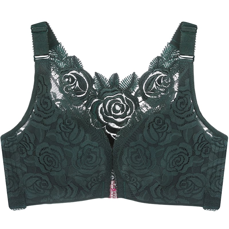 🔥HOT SALE🔥Rose Embroidery Front Closure Wirefree Bra