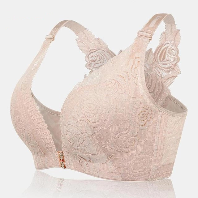 🔥HOT SALE🔥Rose Embroidery Front Closure Wirefree Bra