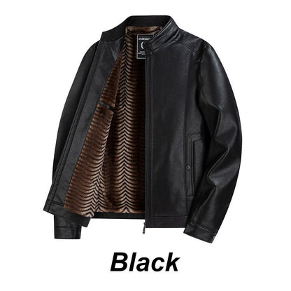 Best Gift- Men’s Fashionable Stand-collar Thickened Warm Leather Jacket