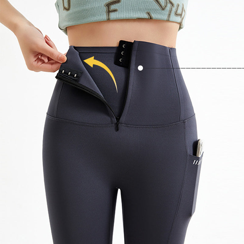🎁Special Big Sale🔥Women's Tummy Control Yoga Pants with Buttoned Zipper