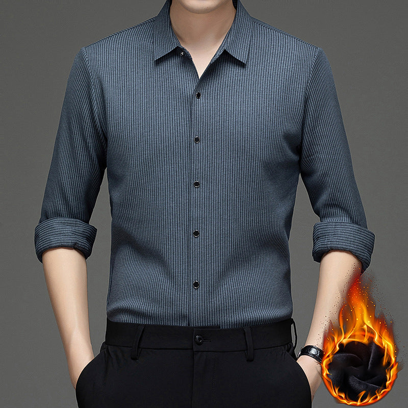 🔥Men's Business Casual Thickened Striped Top