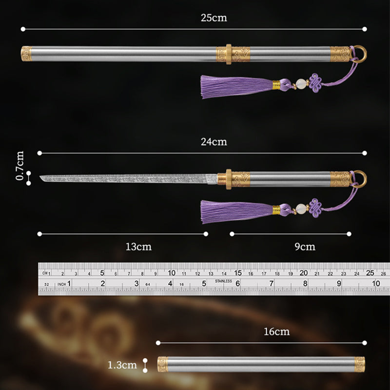 Portable Fruit Knife with Sheath & Chinese Style Tassel