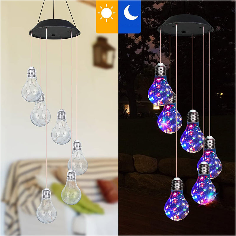 🔥2025 HOT SALE🔥Colorful LED Solar-Powered Light Bulb Wind Chimes