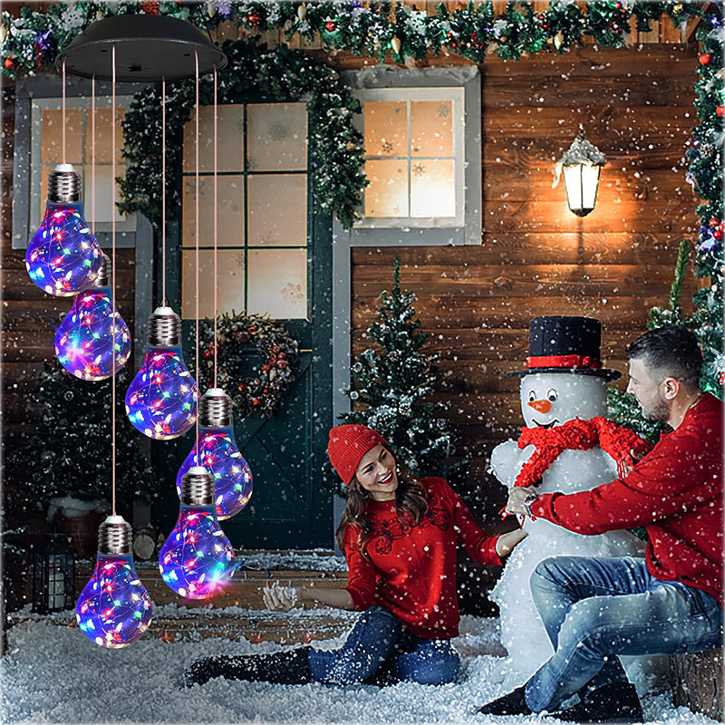 🔥2025 HOT SALE🔥Colorful LED Solar-Powered Light Bulb Wind Chimes