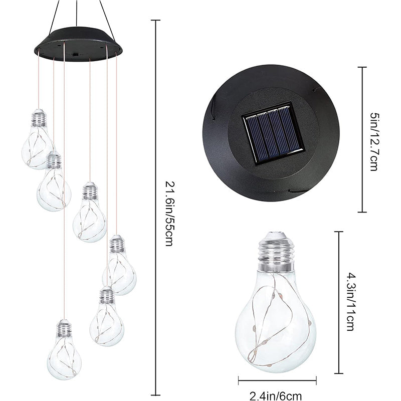 🔥2025 HOT SALE🔥Colorful LED Solar-Powered Light Bulb Wind Chimes
