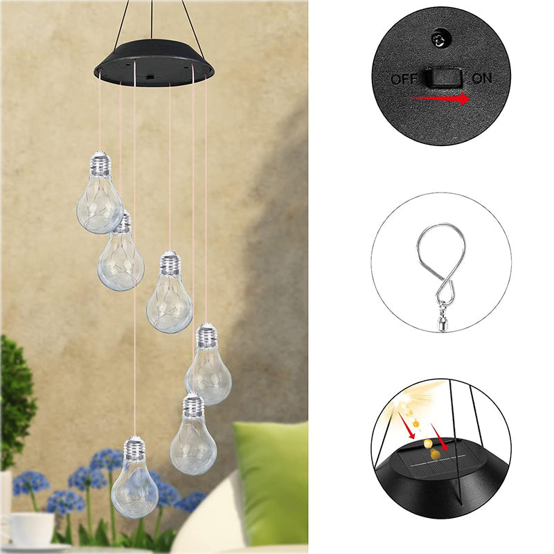 🔥2025 HOT SALE🔥Colorful LED Solar-Powered Light Bulb Wind Chimes