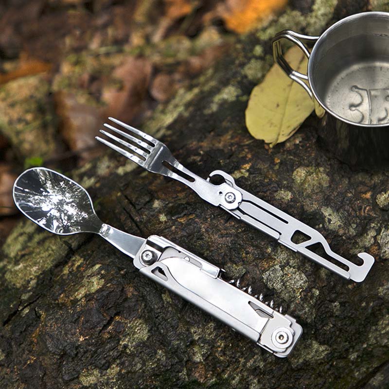 🎁Hot sale🔥6 in 1 Stainless Steel Folding Camping Utensils