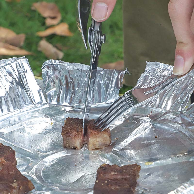 🎁Hot sale🔥6 in 1 Stainless Steel Folding Camping Utensils