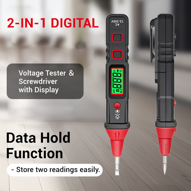 2-In-1 Digital Voltage Tester ＆ Screwdriver with Display