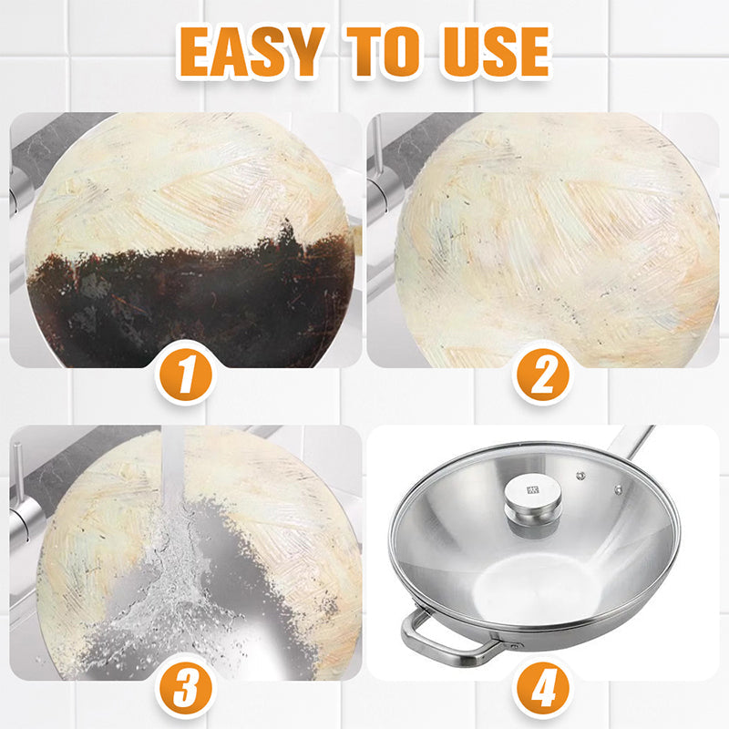 🔥 Paste remover for burnt cookware – deep cleaning for pots/pans without scratches, removes grease and charring in 5 minutes 🧽✨