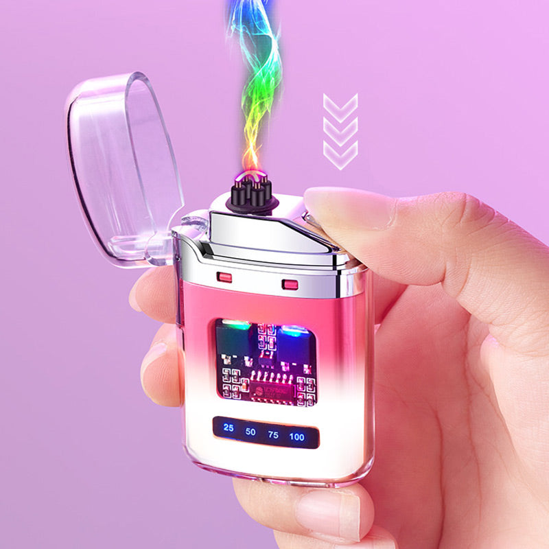 🔥⚡Rechargeable Dual-Arc Windproof Pulse Digital Display Colorful Lighter