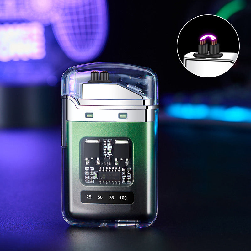 🔥⚡Rechargeable Dual-Arc Windproof Pulse Digital Display Colorful Lighter